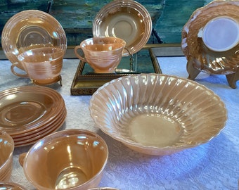 Peach Lustre Laurel Fire King Dinnerware by Anchor Hocking
