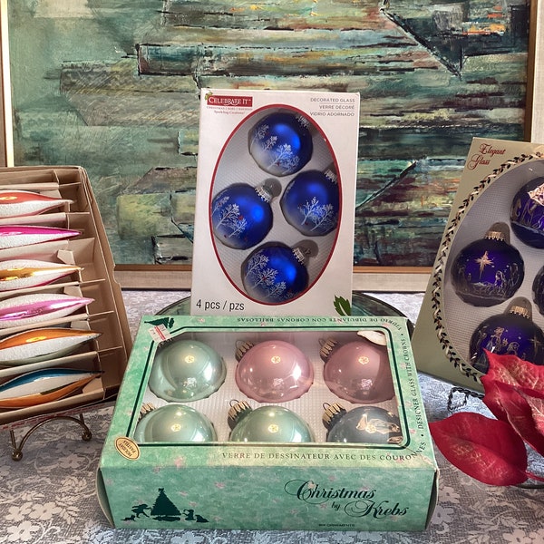 Vintage Glass Christmas Bobbles / Mercury Baubles/ All In Original Boxes 4 Different Styles To Choose / Holiday Decor/ Ornaments / Tree