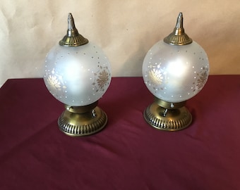 Frosted Globe Flush Mount Ceiling Light Fixture With Decorative Gold Dots And Snowflakes Great MCM Looking Lights