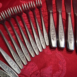 52 Pieces Of Spring Ballad Pattern Of Oneida Stainless Steel Cutlery Flatware Elegant Flower Pattern Rare Find Decorative