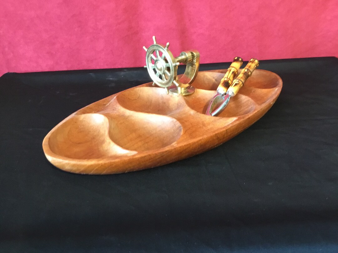 Nut Cracker Vintage Nut Bowl With Sail Boat Solid Brass Etsy