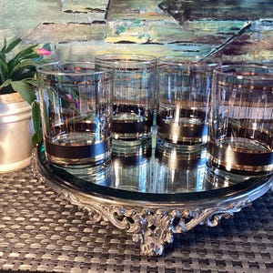 CULVER Double Old Fashioned Devon Black Pattern Whiskey Rocks Mad Men Style