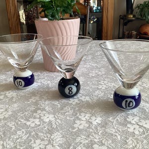 Martini Glasses With Billiard Ball Bases 3 Total A Pair of 10s and A 8 Ball  Drinking Glasses Barware Bar Cart - Etsy