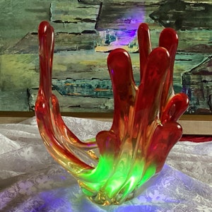 EXTREMELY RARE URANIUM Stamped Chalet Glass 2 Tone Finger Tips Attention Chalet And Uranium Glass Collectors Rare Chance