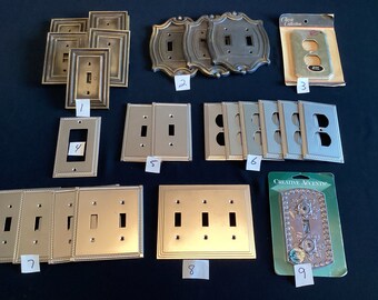 Choice Of 9 Different Types / Styles Wall Switch / Plug Plates Single Double Triple All Metal Brass Silver Etc
