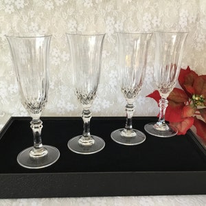 Elegant Set Of Vintage Crystal Champagne Flutes Set Of 4 Barware Drinkware Bar Cart Champaign Flutes Dining Ware Bild 1