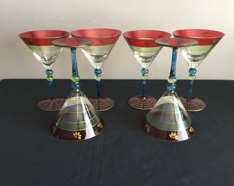 Set Of 2 Romanian Cocktail / Wine Glasses Elegant And Great For Special Occasion Or To Just Display With Your Barware Collection