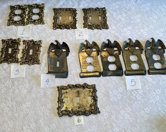 Wall Switch Plug Plates Vintage Antique Single Double Triple Ornate Brass