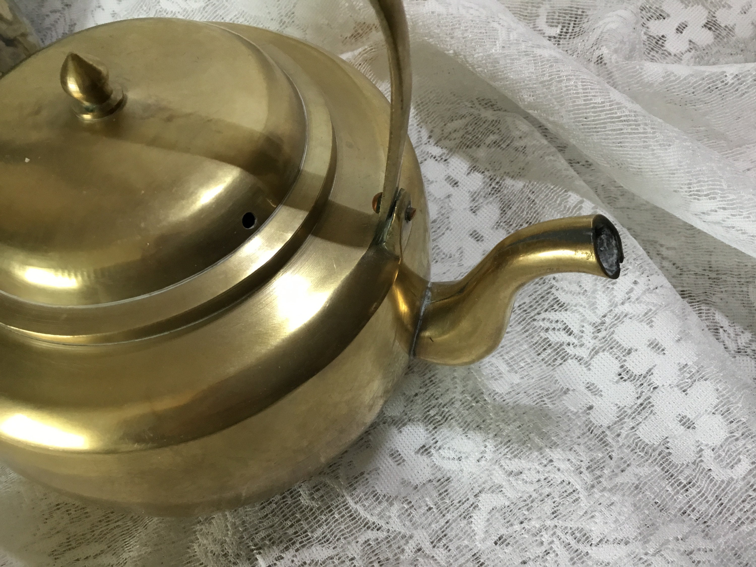 Solid Brass Tea Pot With Brass Lid And Handle Great For Etsy
