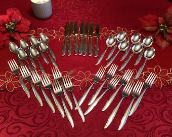 35 Pieces Of Silver Flower Pattern Silver Plated Community Plate Place Setting For 7 Vintage Elegant Silverware Flatware Cutlery