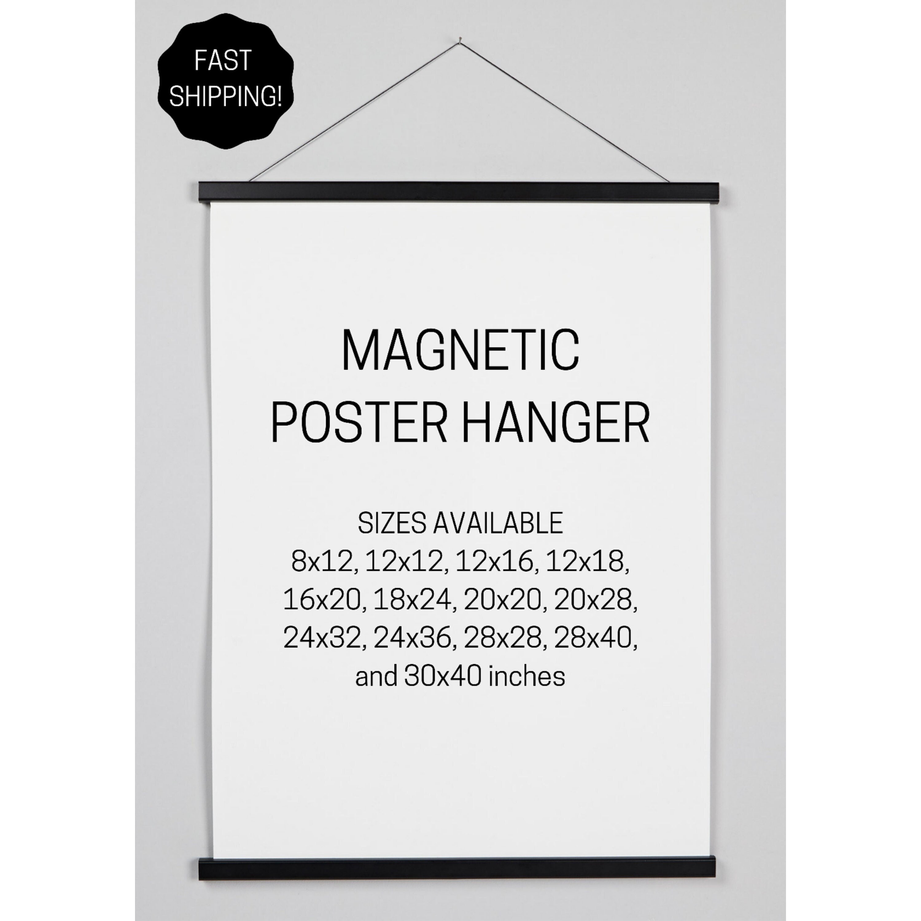 Cadre de Cintre Magnétique en Bois Noir | Affiche Hanger Cadre Suspendu Pour Les Formats d'impressio