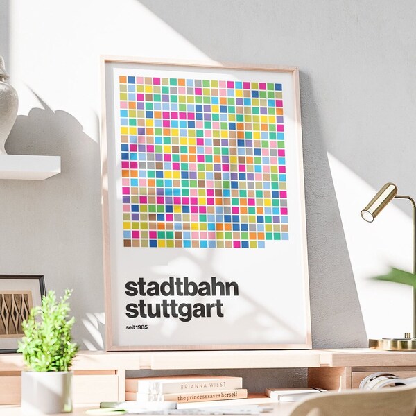 Stuttgart U-Bahn Poster - Abstrakte Kunst - Mid Century Modern - Farbenfrohes Bild