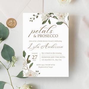 Petals and Prosecco Bridal Shower Invitation | Petals & Prosecco Bridal Shower Theme| Garden Party Bridal Shower | Bridal Shower Themes