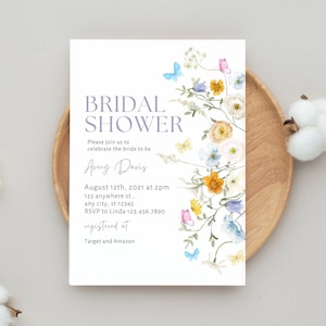 Butterfly Bridal Shower Invitation | Floral Bridal Shower Invitation | Wildflower Bridal Shower Invitation | Bridal Shower Themes