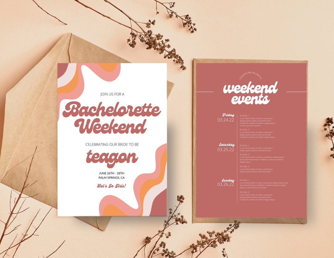 Bachelorette Party Itinerary Template Bachelorette Party Invitation ...