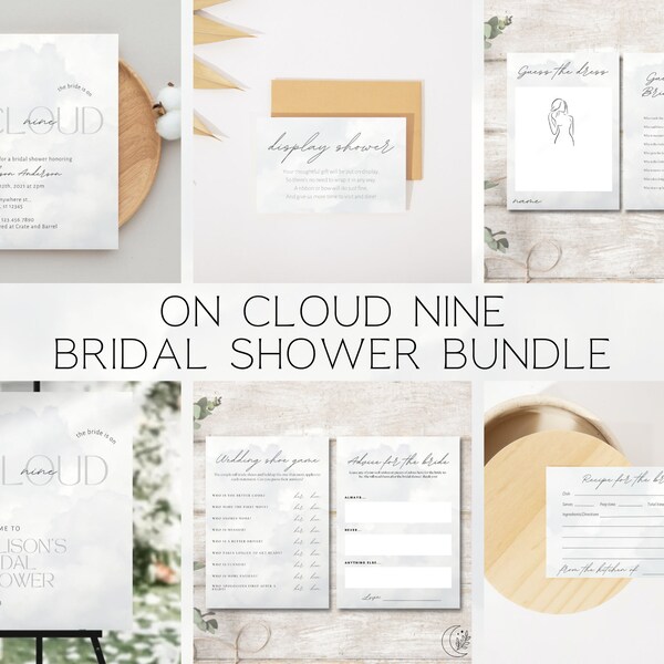 On Cloud Nine Brautparty Bundle | The Bride is On Cloud Nine | Brautparty Spiele | Wolke Neun Brautparty | Wolke 9 Einladung