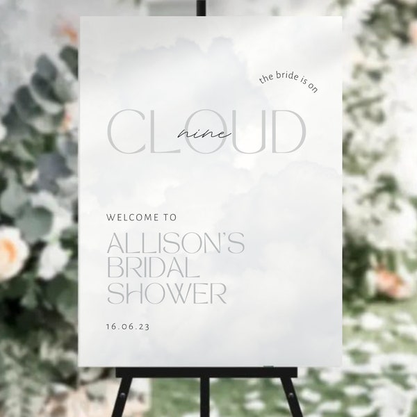 On Cloud Nine Bridal Shower Welcome Sign | The Bride is On Cloud Nine | Bridal Shower Welcome Sign