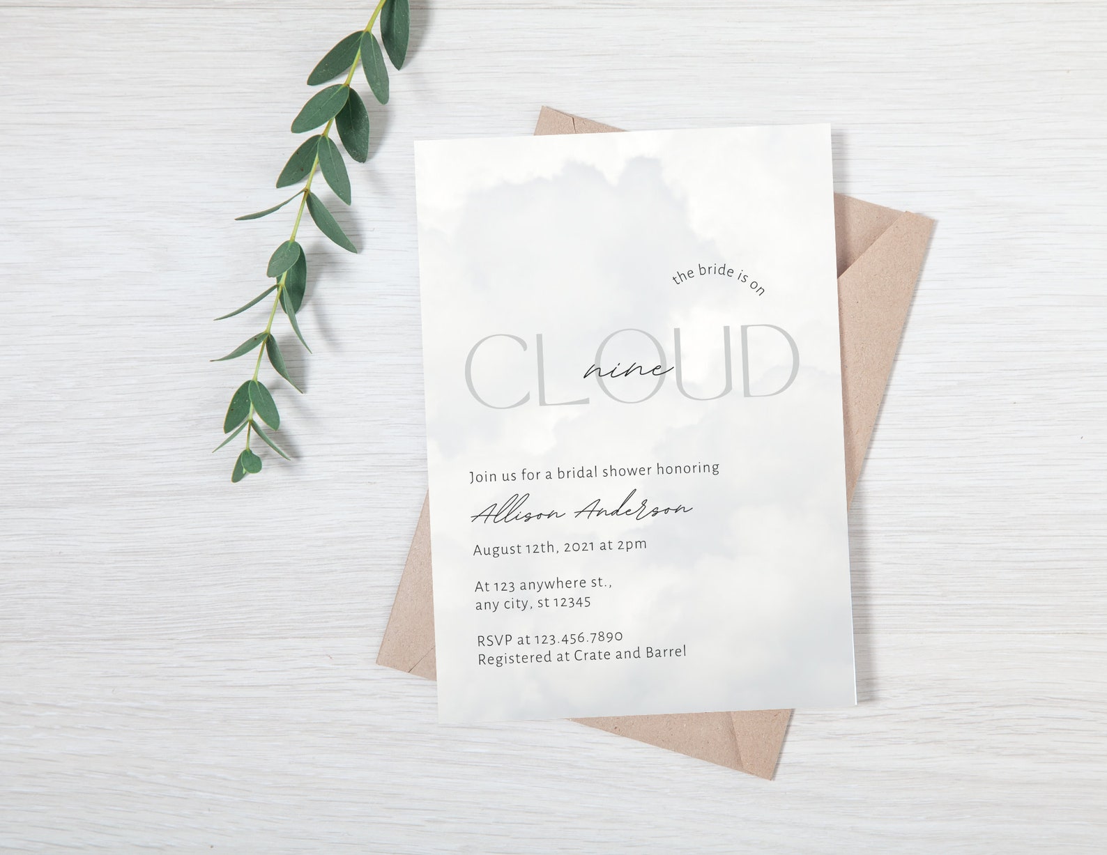 On Cloud Nine Bridal Shower Invitation the Bride is on Cloud Etsy