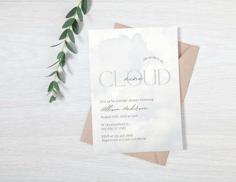 On Cloud Nine Bridal Shower Invitation the Bride is on Cloud Etsy