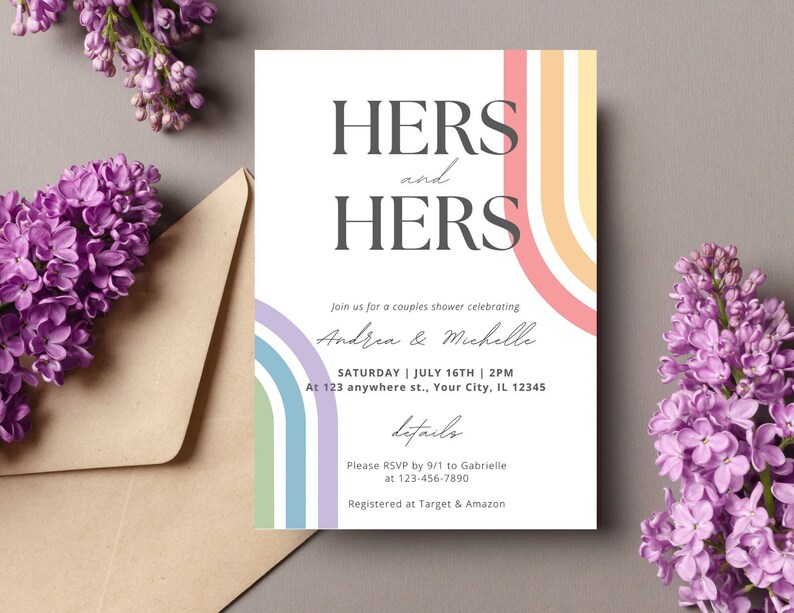 Gay Bridal Shower Invitation Lesbian Bridal Shower Invitation Couples ...