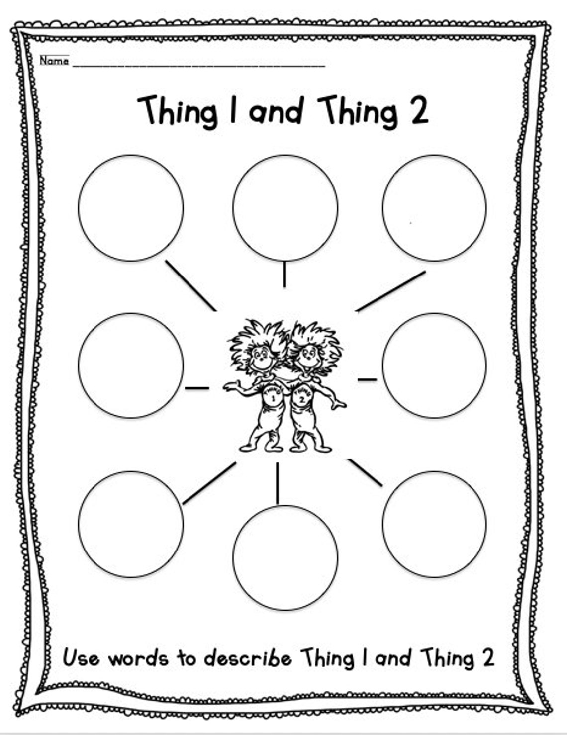 Thing 1 and Thing 2 Craft and Printables Etsy