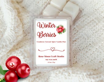Winter Berries Wax Melt, Soy Wax Melts, Holiday Wax Melts, Festive Fragrance, Christmas In A Bottle, Home Fragrance, Christmas Cranberries