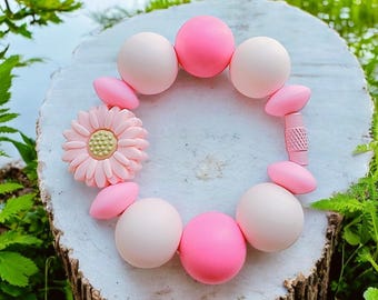 Pink Flower Cup Charm, Tumbler Handle Charm, Cup Accessory, Silicone Bead Charm, Gift For friend, Garden Club Gift, Hostess Gift, Book Club