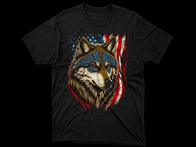 Wolf American Flag - Etsy