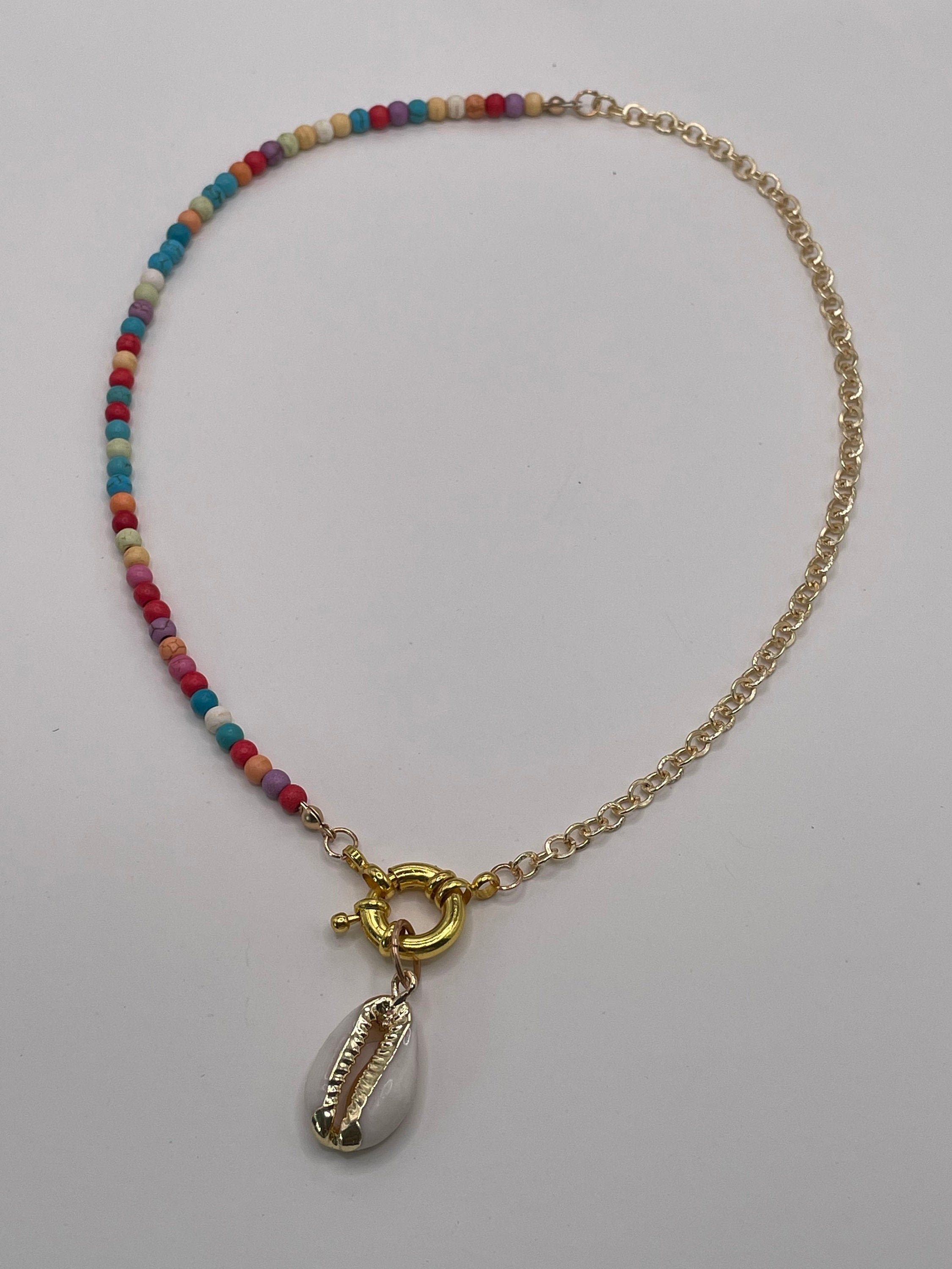 The isla necklace. Half & Half Beaded and gold chain Necklace Etsy