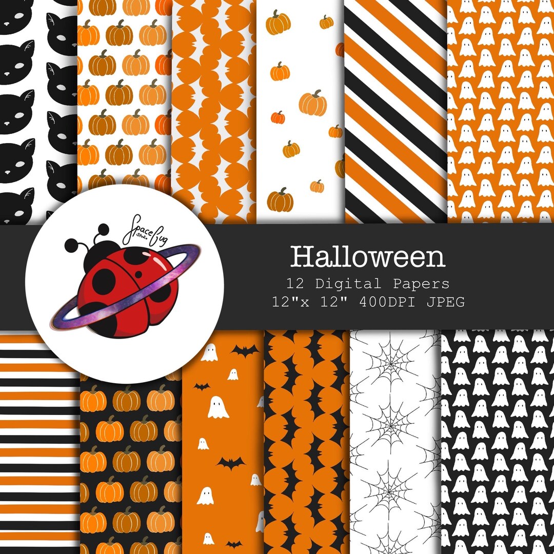 12 Halloween Digital Papers, Instant Download Digital Paper Pack ...