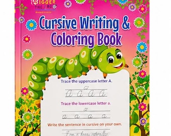 Cursive Writing Workbook for Kids, Alphabet Letter Tracing & Coloring Book, Handwriting Practice, 60 Pages
