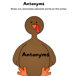 Thanksgiving Synonyms & Antonyms Worksheet Turkey Activities for Kids Cut and Paste Crafts Thanksgiving Spanish Worksheet Spanish Learning image 2