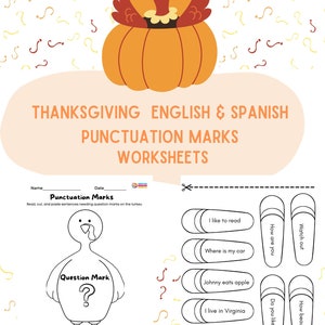 Thanksgiving English & Spanish Punctuation Marks Worksheet Cut And Paste Worksheets Punctuation Marks Thanksgiving Worksheet Grammar