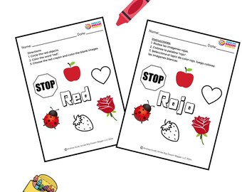 English/Spanish Color Learning Worksheet – PreK-1st Grade (Digital Download)