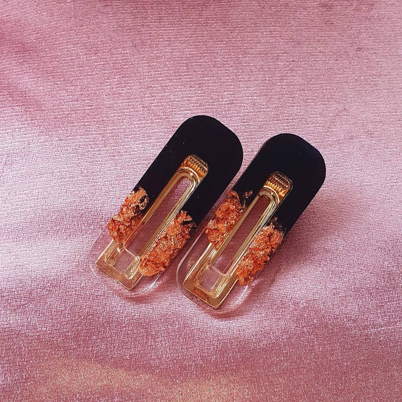 Rose gold and black Resin hair clips