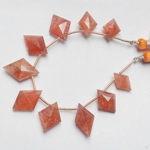 AAA Grade Sunstone 10 piece Faceted, Fancy Shape beads, briollete beads, Both Side Faceted, 20x13x6 to 13x10x6 mm, Best for jewellery
