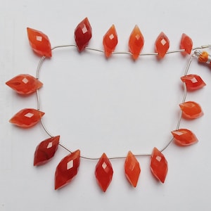 Carnelian, Marquise Shape Faceted beads, briollete beads, Both Side Faceted, 16 Pieces, Size 24x11 to 15x7 mm, Best for jewellery Making