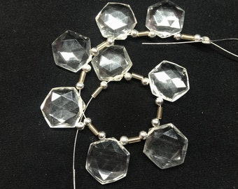8 cristaux à facettes de qualité AAA, perles hexagonales, perles de briollete, facettes des deux côtés, 15 mm environ, idéal pour les bijoux