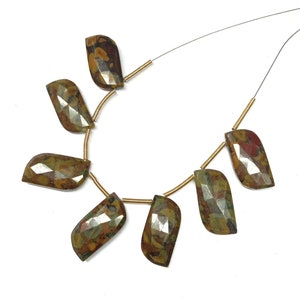 Amazing 7 piece Faceted Fruit Jasper , Fancy Shape beads, briollete beads 20x12x5 mm Approx, Best for Jewellery