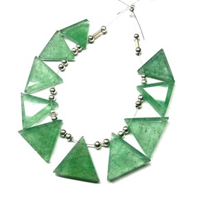 Green Strawberry Quartz Beads | 10 Pcs Triangle Shape | 16x18 to 14x16 mm | Natural Gemstones | Wholesale Price | For Jewelry Making