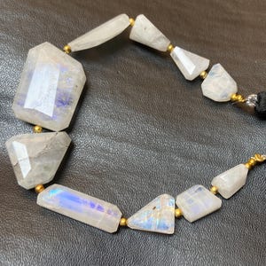 Rainbow Moonstone Tumble Faceted Briolette Beads, 10 Pcs Double Side Cut, 24x17x8 to 10x10x4mm, Flashy Gemstone Beads for Jewelry Making