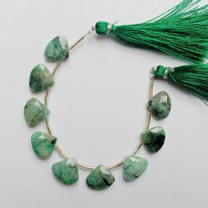 Émeraude, Perles à facettes fantaisie, Perles de briollet, Facettes des deux côtés, 9 pièces, Taille 15x13x5 à 14x12x5 mm, Idéal pour la fabrication de bijoux