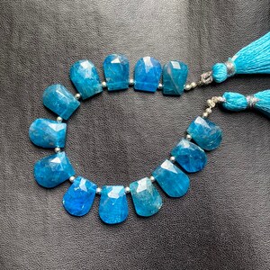 Natural Apatite Faceted Beads – Fancy Briolette Shape, 13 Piece, Both Side Cut, 13x10x5 to 12x10x5 mm – For Jewelry Making