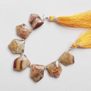 Amazing 7 piece Faceted Agate, Fancy Shape beads, briollete beads, Both Side Faceted, 18x15x6 to 16x12x6 mm, Best for jewellery