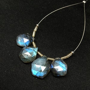 Amazing 4 piece Faceted Labradorite , Fancy Shape beads, briollete beads, Both Side Faceted, 17x9 to 14x12 mm Approx, Best for Jewellery