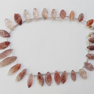 AAA+ Andesine 27 piece Carved, Marquise Shape beads, briollete beads, Both Side Carved, 23x7x3 to 11x5x3 mm, Best for jewellery