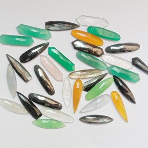 AAA Grade Mix Gemstone Cabochons, 5 Piece Mix Shape Faceted, One Side Flat, 30x8x5 mm Approx, Best for Jewelry Making