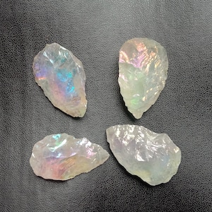 4 Pc Gorgeous Aqua Aura Raw Gemstones | Rough Crystal Shape | 30x22–28x21 mm | Natural Gemstones for Jewelry Making