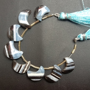 Gorgeous 8 piece Smooth Boulder Opal, Half Moon Shape beads, briollete beads, Carved Moon, 17x13x5 to 14x11x5 mm, Best for jewellery