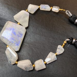 Rainbow Moonstone Tumble Faceted Briolette Beads, 10 Pcs Double Side Cut, 24x20x8 to 7x6x4mm, Flashy Gemstone Beads for Jewelry Making